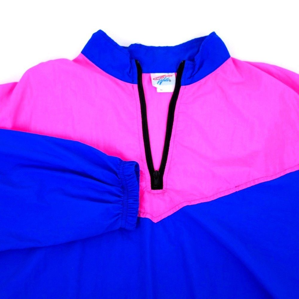VTG 90s Burnin Water Neon Pink Blue Womens Windbreaker Beach Jacket One Size USA